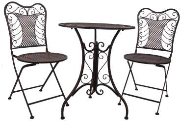 Preview: Elegantes Bistro-Set Eliza im romantischen Vintage-Design – Perfekt für Balkon, Terrasse & Garten